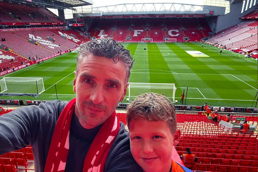Anfield, das Stadion von Liverpool FC, an einem Spieltag