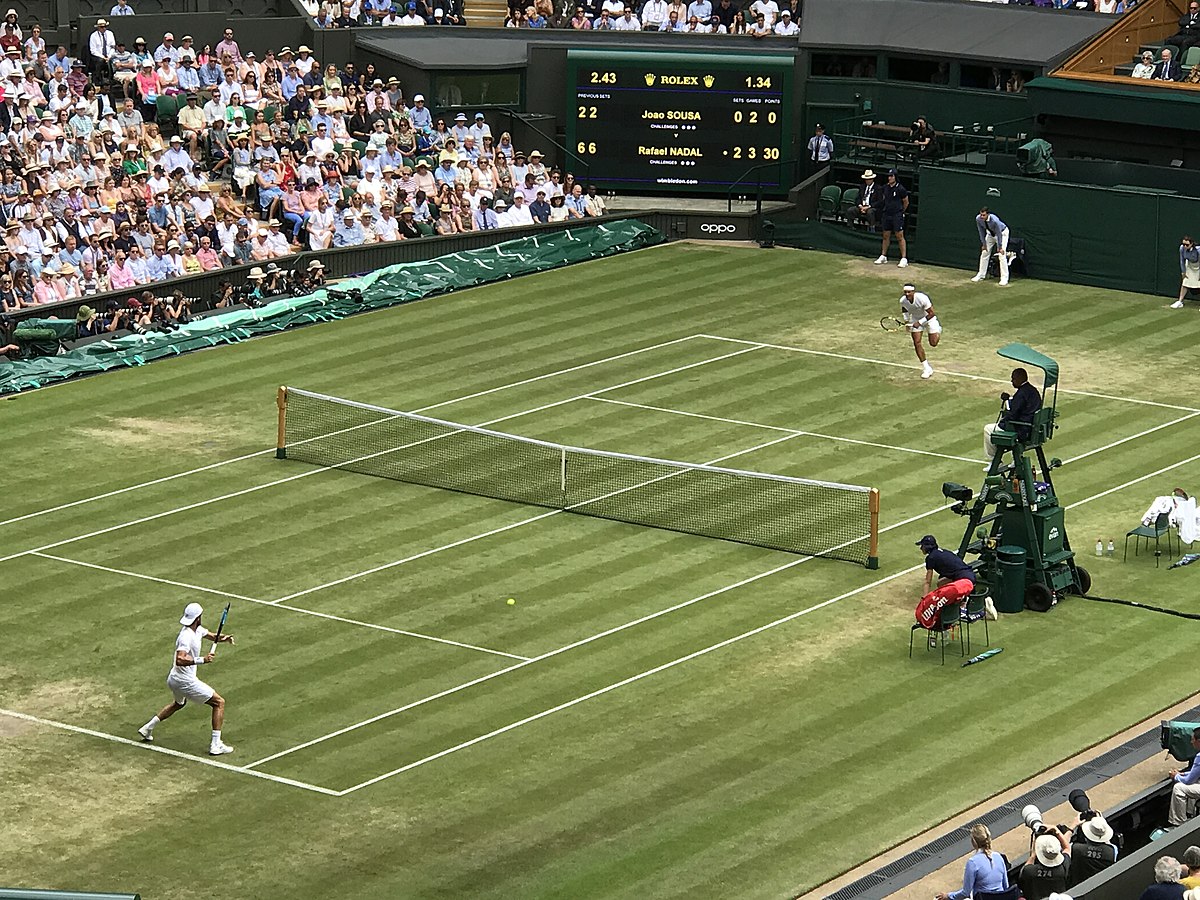 Der Rasenplatz von Wimbledon während eines Spiels